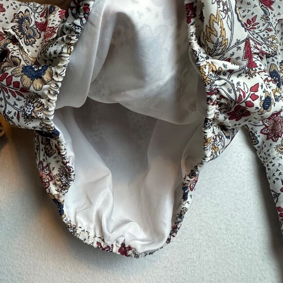 F21 Boho Crop Ruffle Blouse Off Shoulder Top Size Medium Floral Cottage Western - Picture 5 of 11